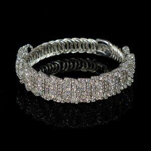 Wrap Around Rhinestone Circles Bangle Bracelet Bling Silver Tone NWT